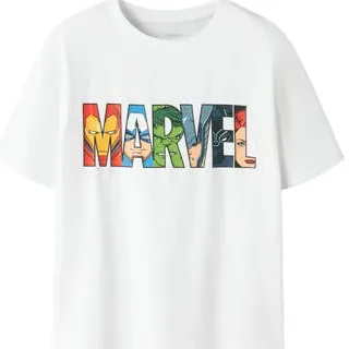 NAME IT KIDS Marvel T-shirt met backprint wit Jongens Stretchkatoen Ronde hals
