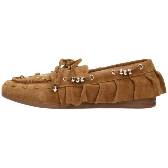 Poelman suède mocassins met studs - cognac