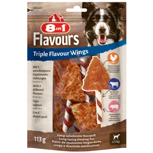 8in1 Triple Flavour Wings hondensnacks, foto 2