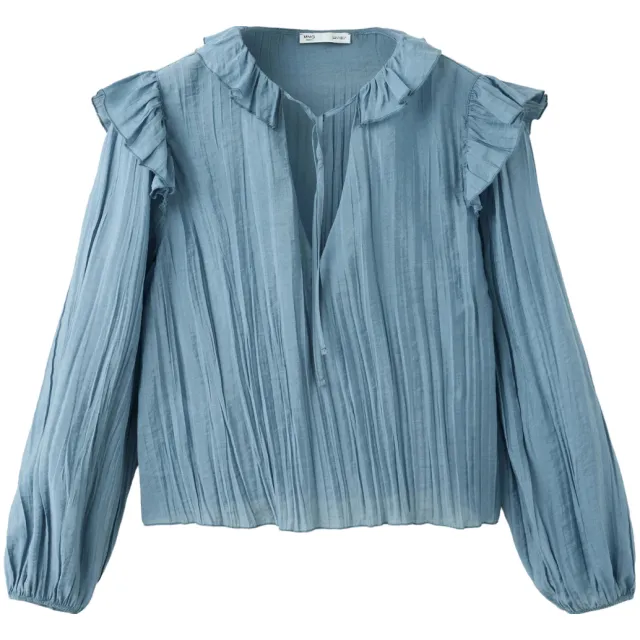 Mango blousetop met ruches blauw, foto 2