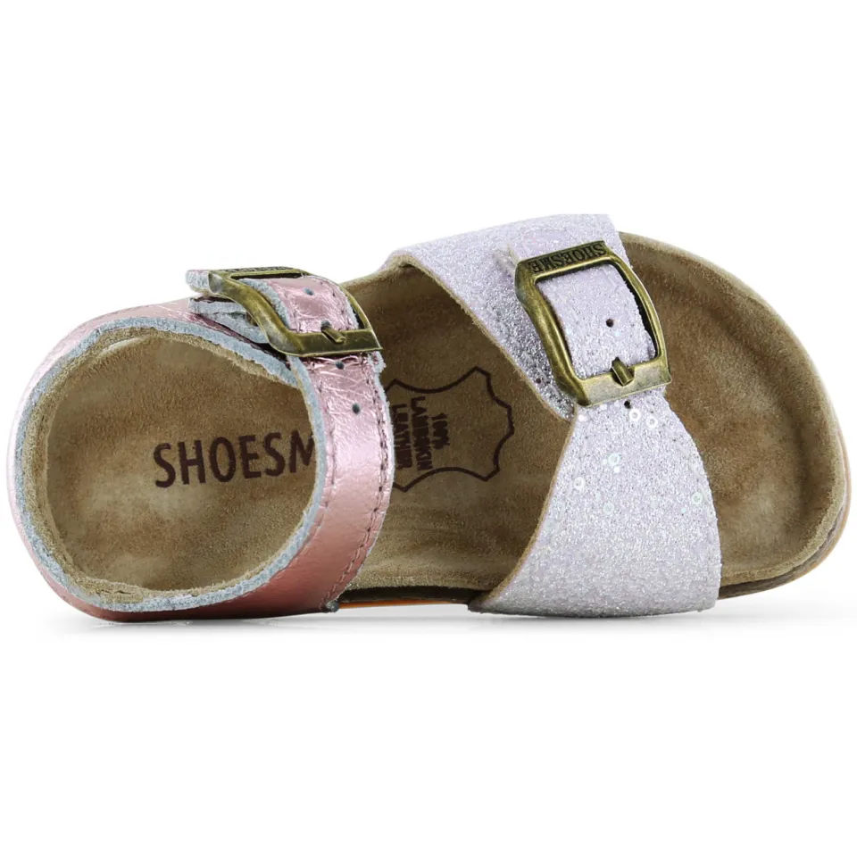 Shoesme leren sandalen met glitters en pailletten - roze/wit, foto 5