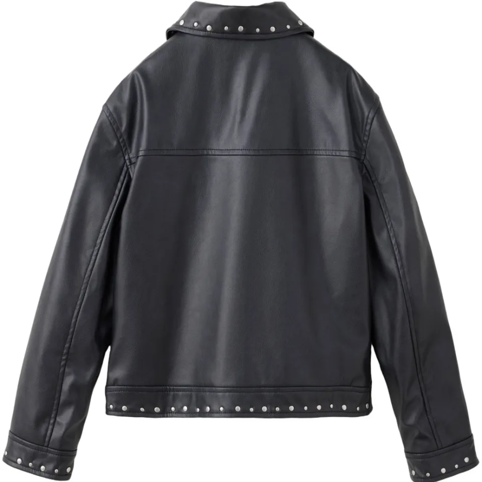 Mango Kids imitatieleren jas met studs zwart, foto 2