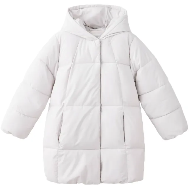 Mango Kids lange gewatteerde winterjas ecru
