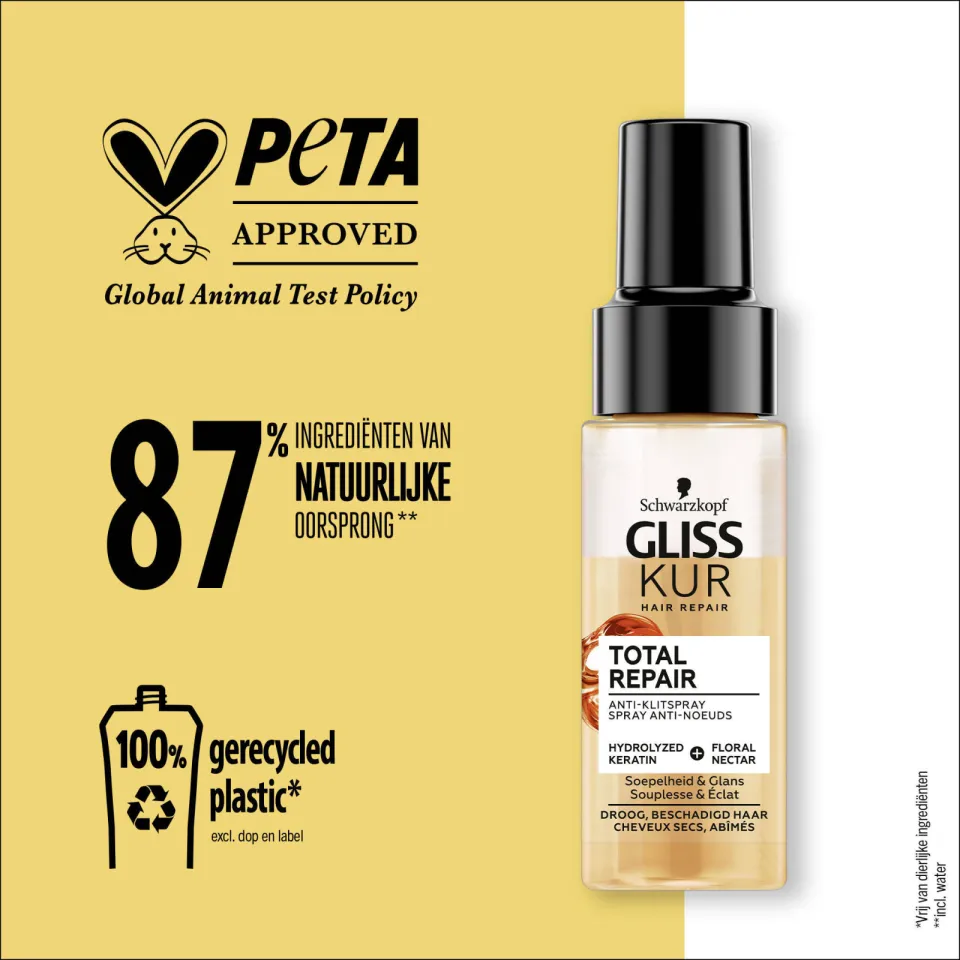 Gliss Kur Total repair Anti-Klit Spray Total Repair - 6x 200 ml - voordeelverpakking, foto 4