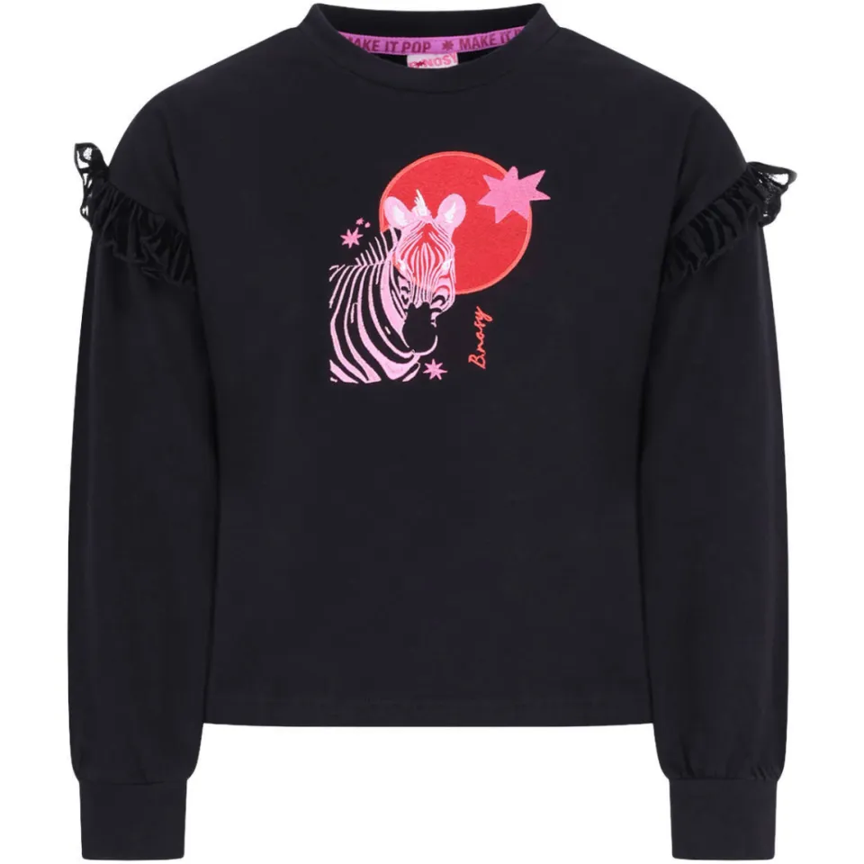 B.Nosy Tilsa rechtvallende longsleeve met ruches zwart, foto 2