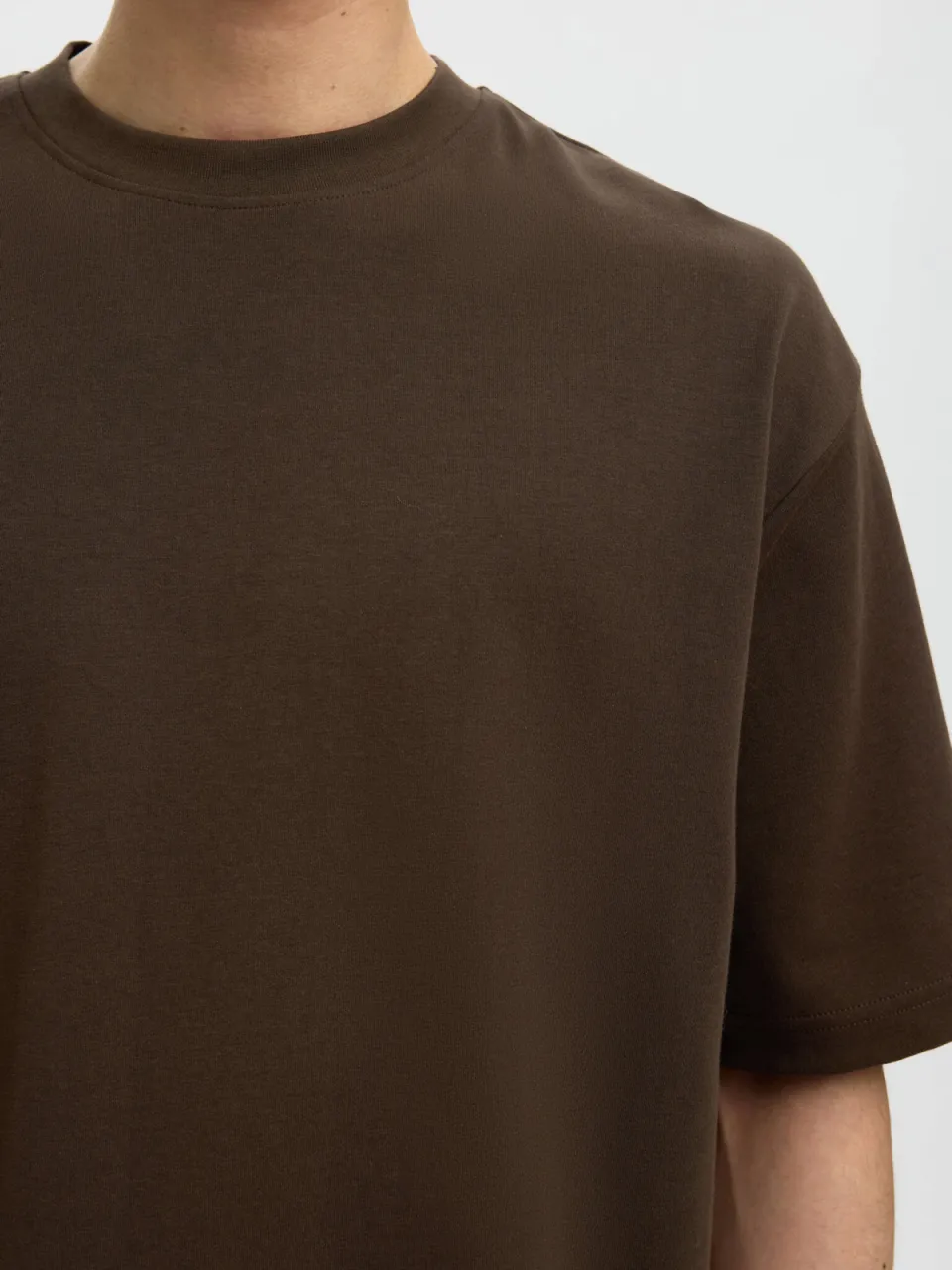 Selected oversized T-shirt bruin, foto 5