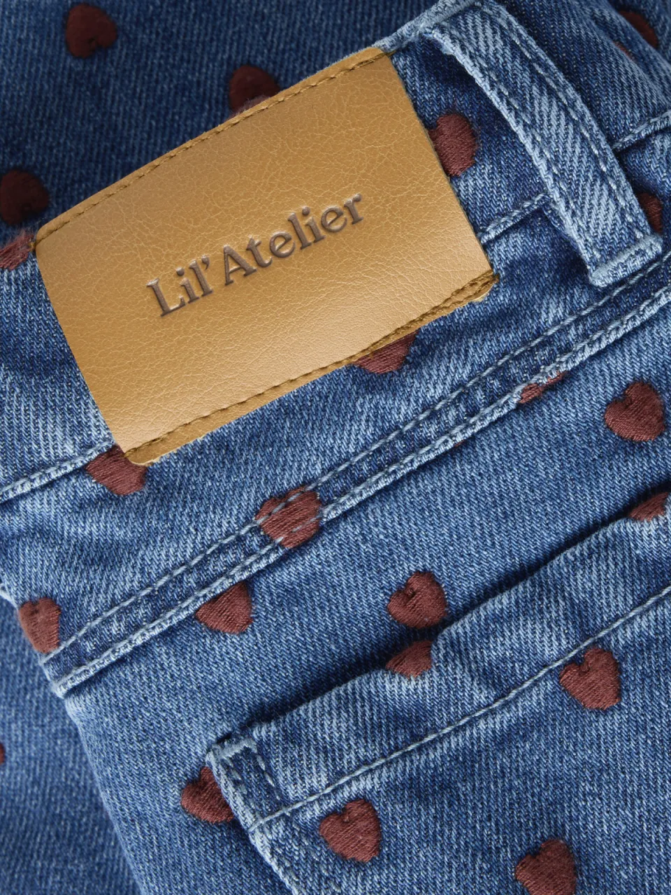 Lil' Atelier MINI loose fit jeans met hartjes - dark blue denim, foto 5