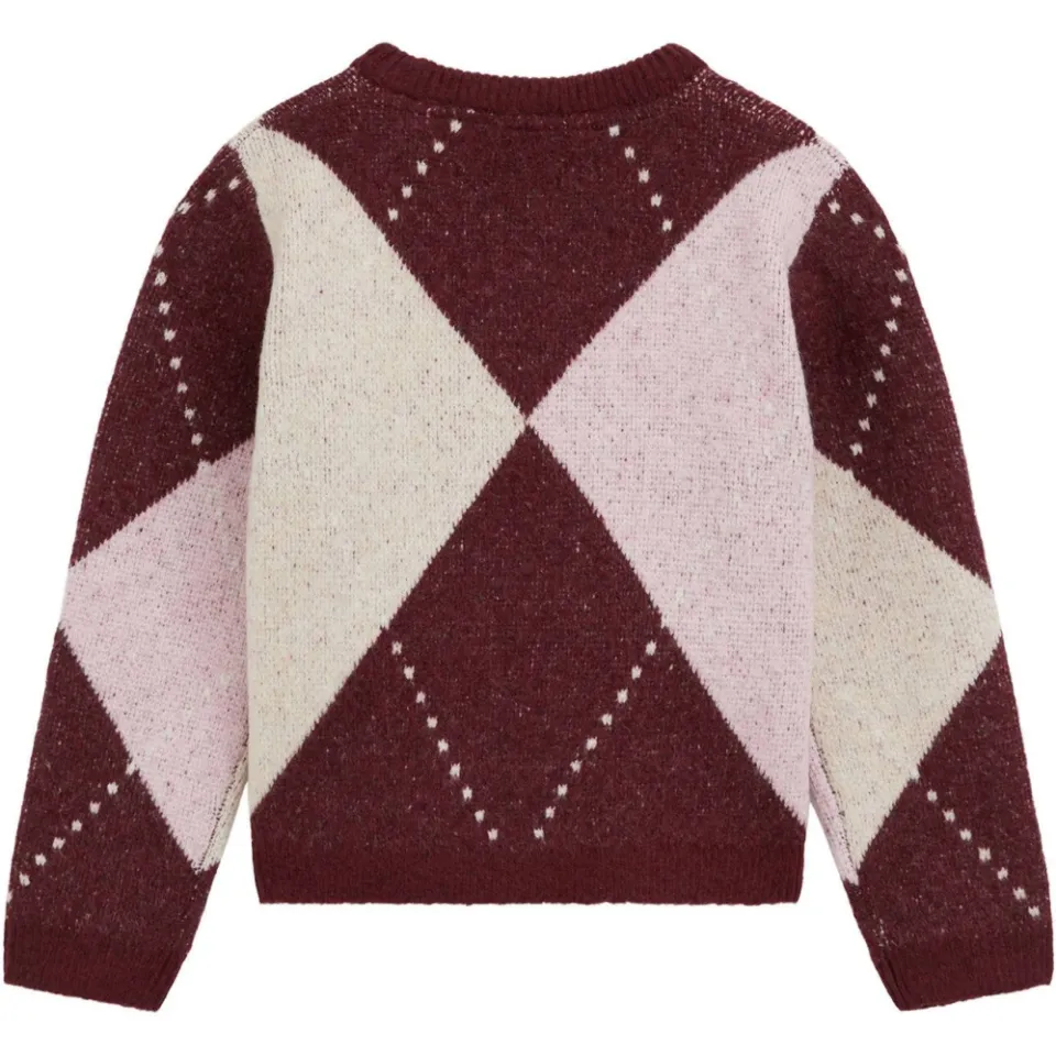 WE Fashion gebreide trui met wol - donkerrood/roze/wit, foto 5