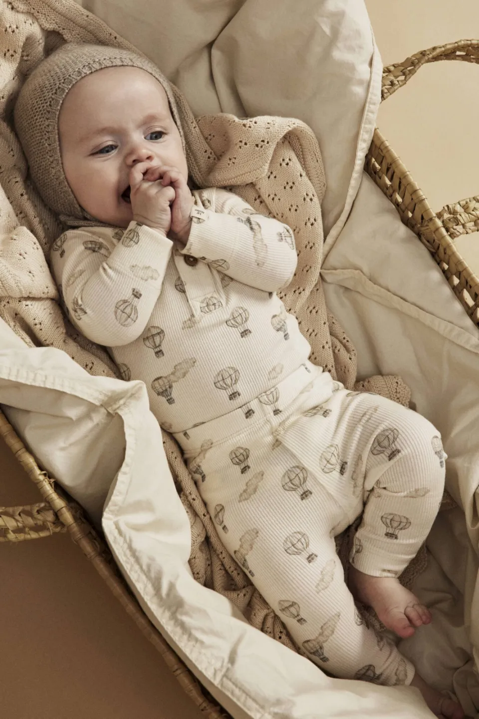 Lil' Atelier baby babybroek ecru Ecru/lichtbruin