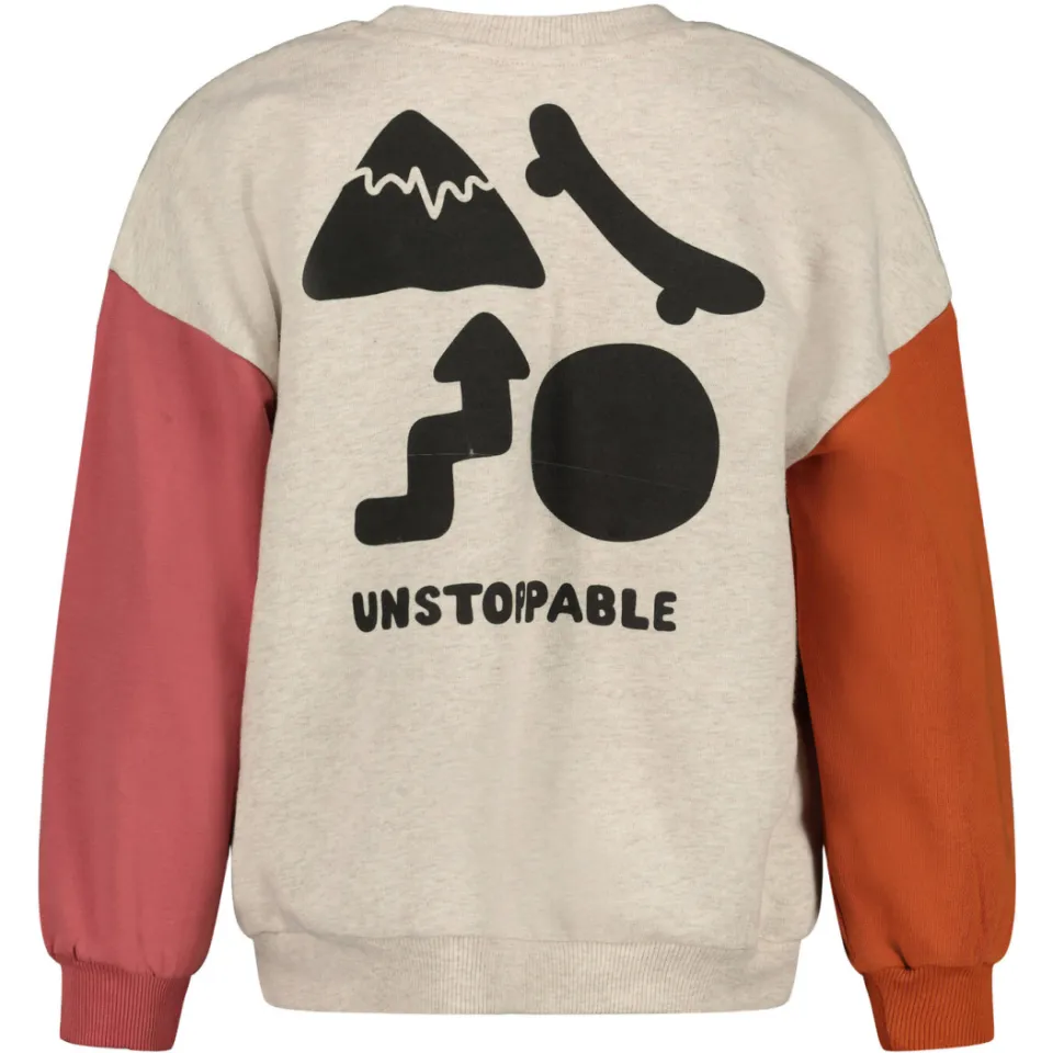 Sturdy oversized sweater Mountain top met backprint offwhite/roze/oranje, foto 4