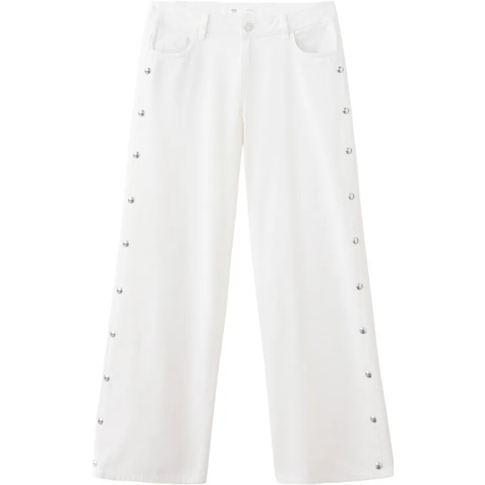 Mango TEEN wide leg jeans met studs - wit, foto 2