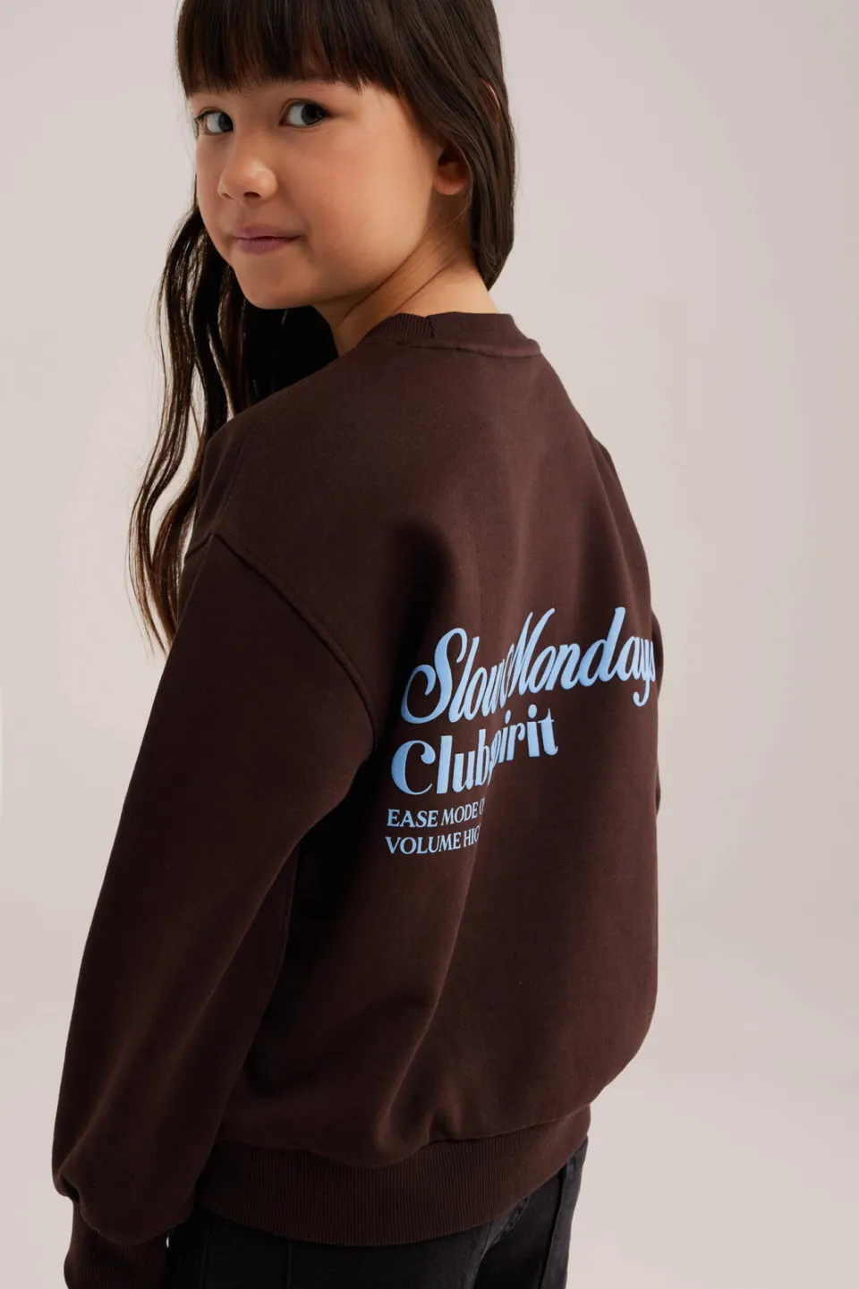 WE Fashion junior sweater met backprint - donkerbruin/lichtblauw, foto 5