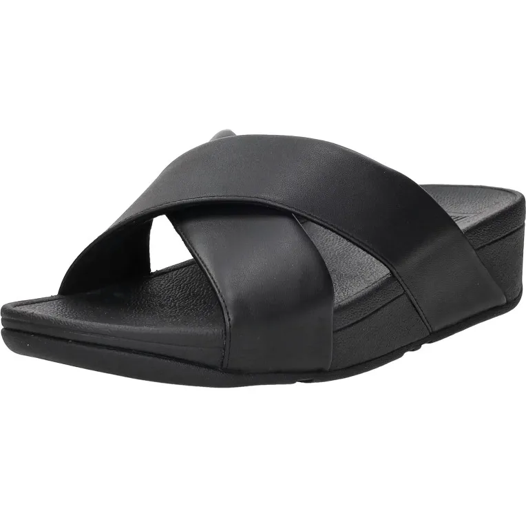 FitFlop Lulu Leather Cross Slides zwart, foto 3