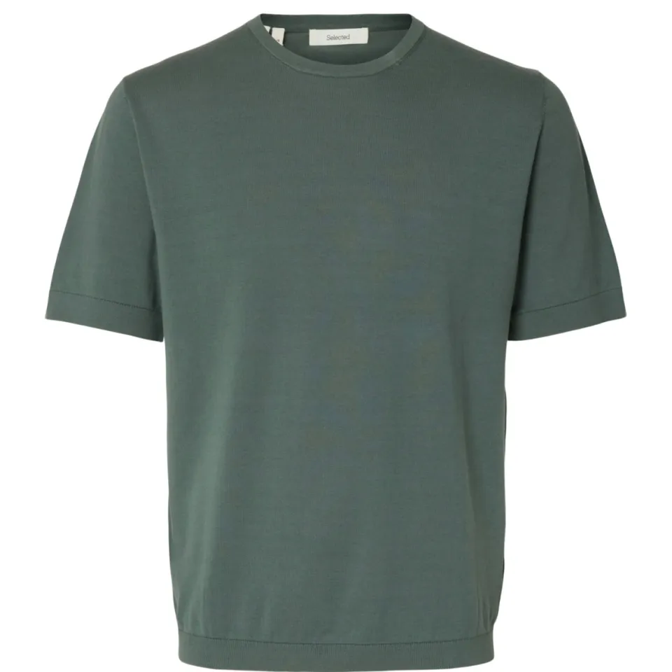 Selected regular T-shirt groen fijn gebreid, foto 3