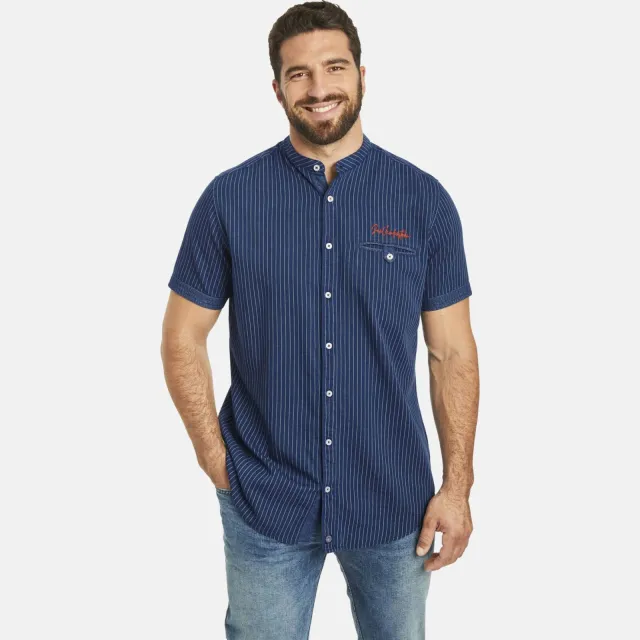 Jan Vanderstorm +FIT Collectie gestreept regular fit overhemd NALLE Plus donkerblauw