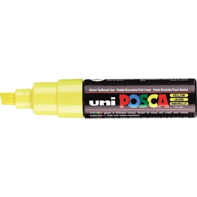 Posca marker met schuine punt schrijfdikte breed geel