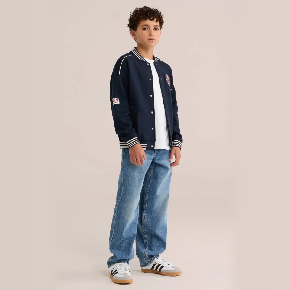 WE Fashion baseballjack met patches donkerblauw