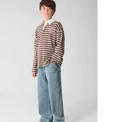 Shoeby gestreept poloshirt met lange mouwen bruin, foto 2