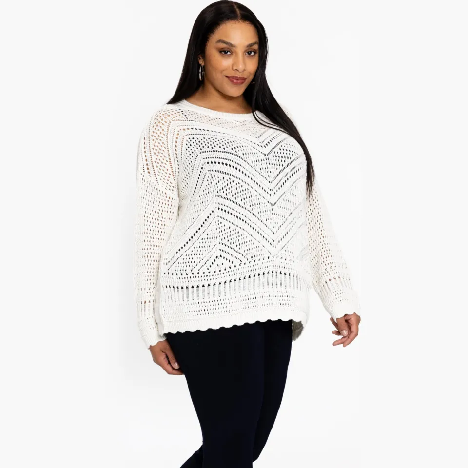 Yoek Trui ajour KNIT | Beige Ecru