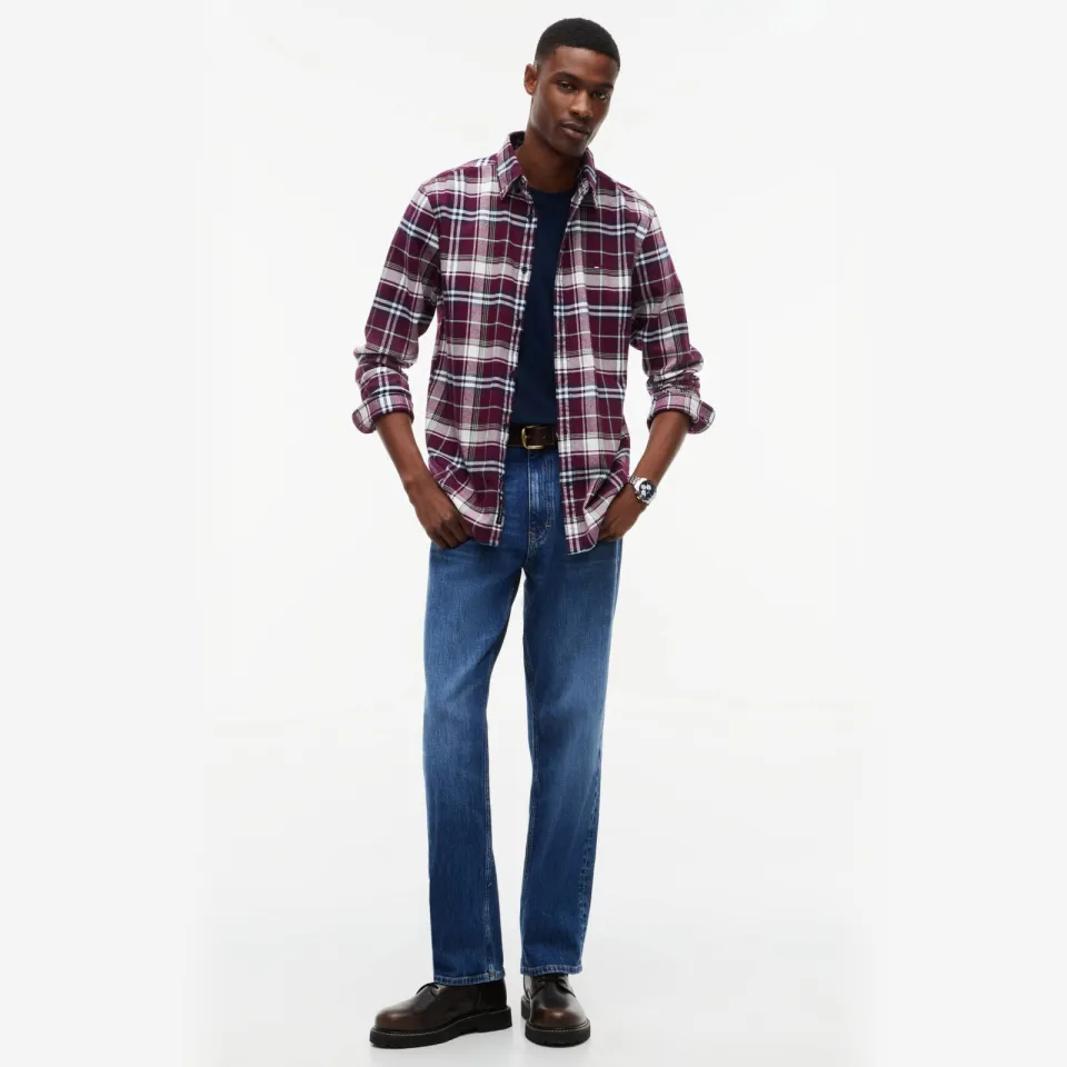 Tommy Jeans flanel regular fit geruit overhemd - calypso berry calypso berry check, foto 3
