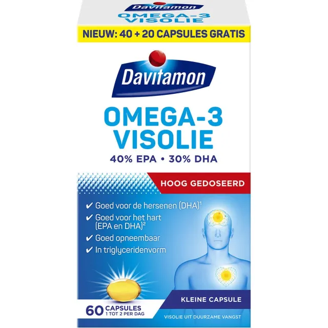 Davitamon Omega-3 Visolie capsules - hoog gedoseerd - 60 stuks