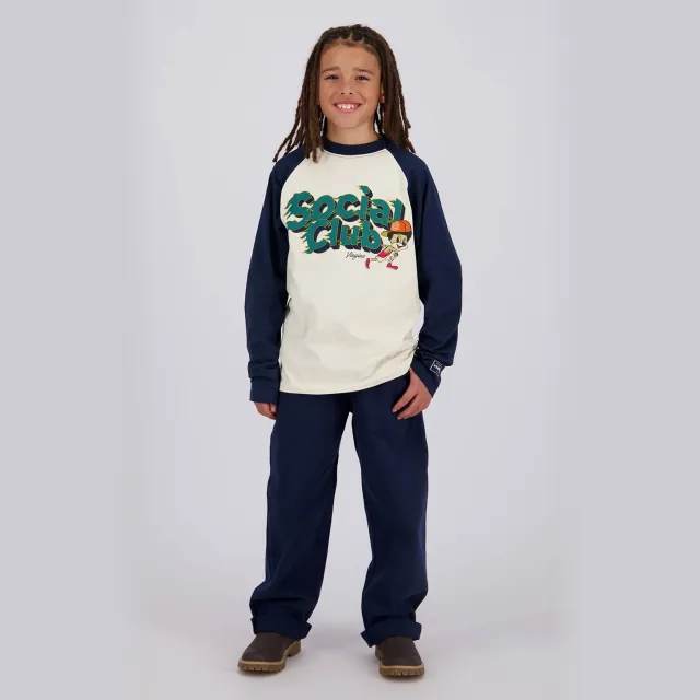 Vingino Hilden oversized longsleeve wit Donkerblauw/wit