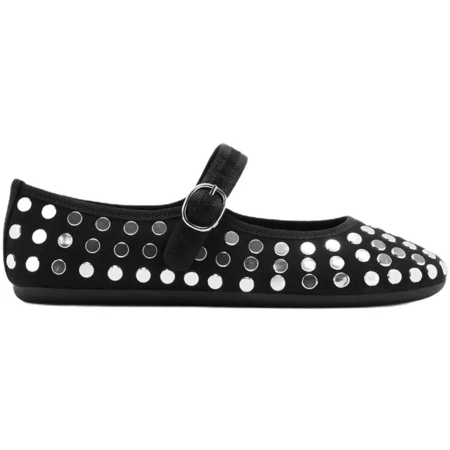 Mango Kids ballerina's met studs - zwart/zilver
