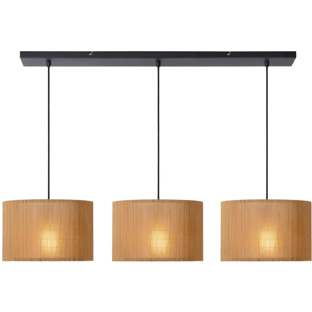 Lucide MAGIUS - Hanglamp - 3xE27 - Naturel Naturel, Zwart