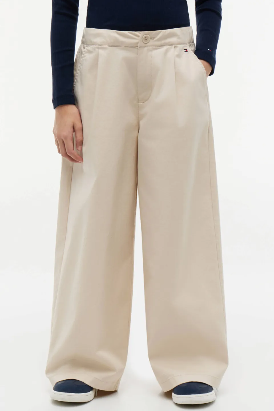 Tommy Hilfiger wijde broek met plooien beige, foto 3
