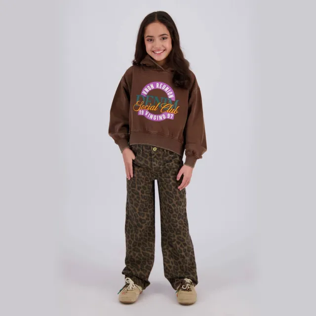 Vingino rechtvallende hoodie met print - donkerbruin