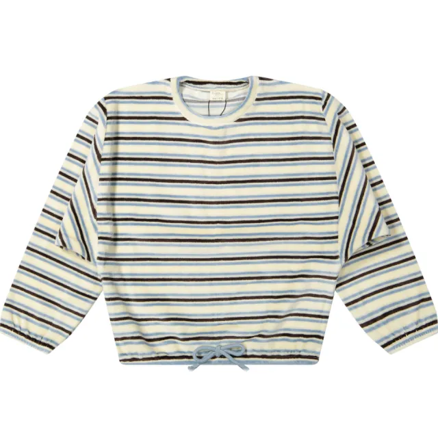 Riffle Amsterdam fluwelen gestreepte sweater - ecru/bruin/lichtblauw, foto 2