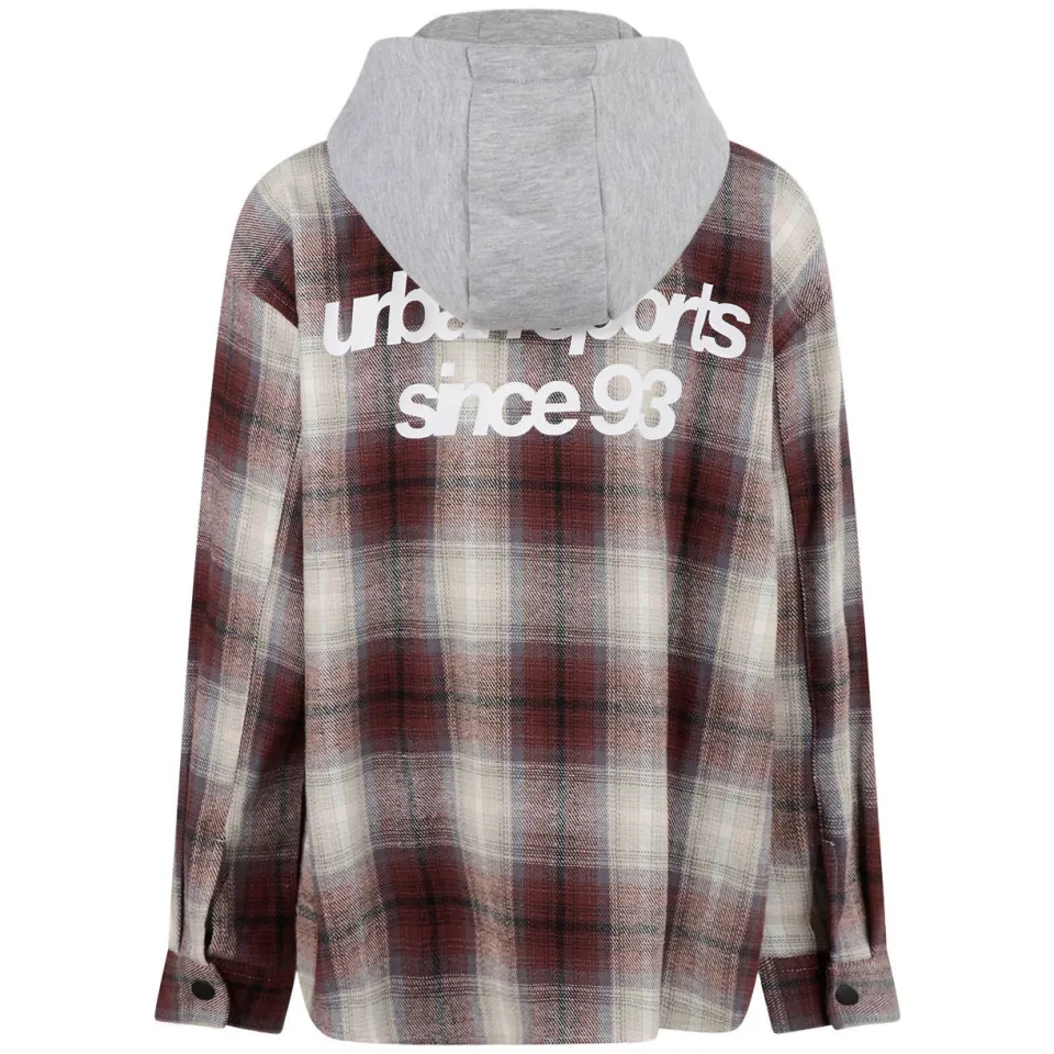 Shoeby flanel geruit overshirt met backprint - lichtbruin/grijs, foto 3