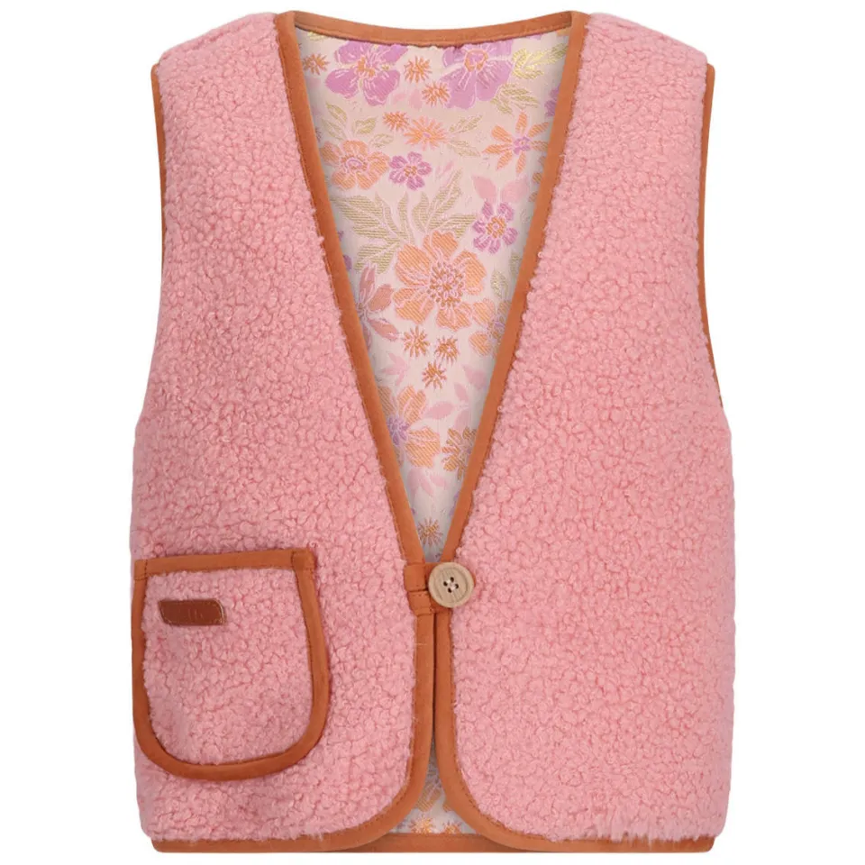 Nono rechtvallend gebloemd teddy gilet - roze, foto 8