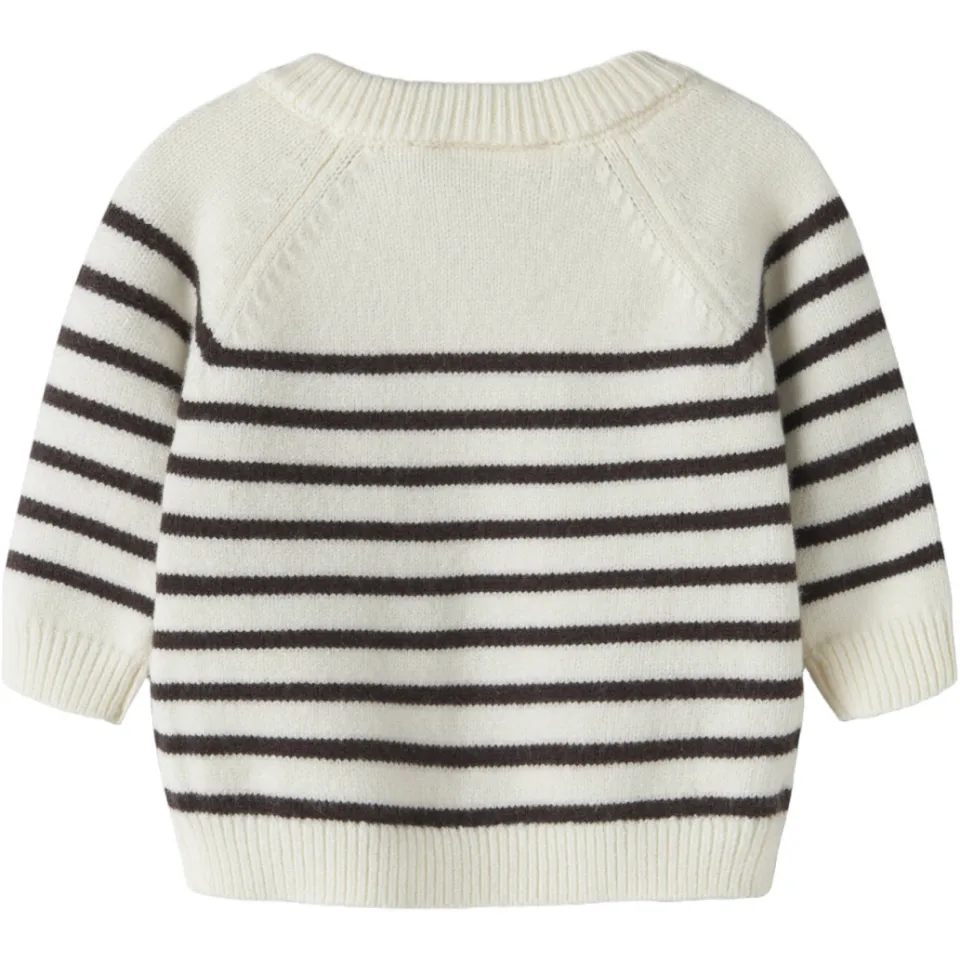 NAME IT BABY gebreide gestreepte trui - offwhite/donkerbruin, foto 2