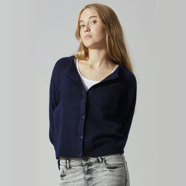 LMTD gebreid vest met melée - donkerblauw