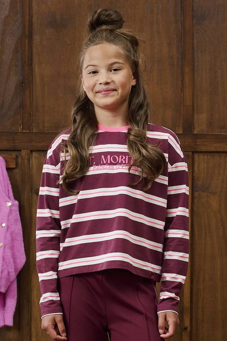 Z8 Diana longsleeve donkerrood Donkerrood/wit/roze