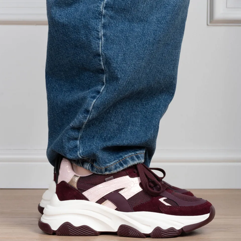 POSH by Poelman Gigi chunky sneakers - aubergine/lichtroze, foto 5