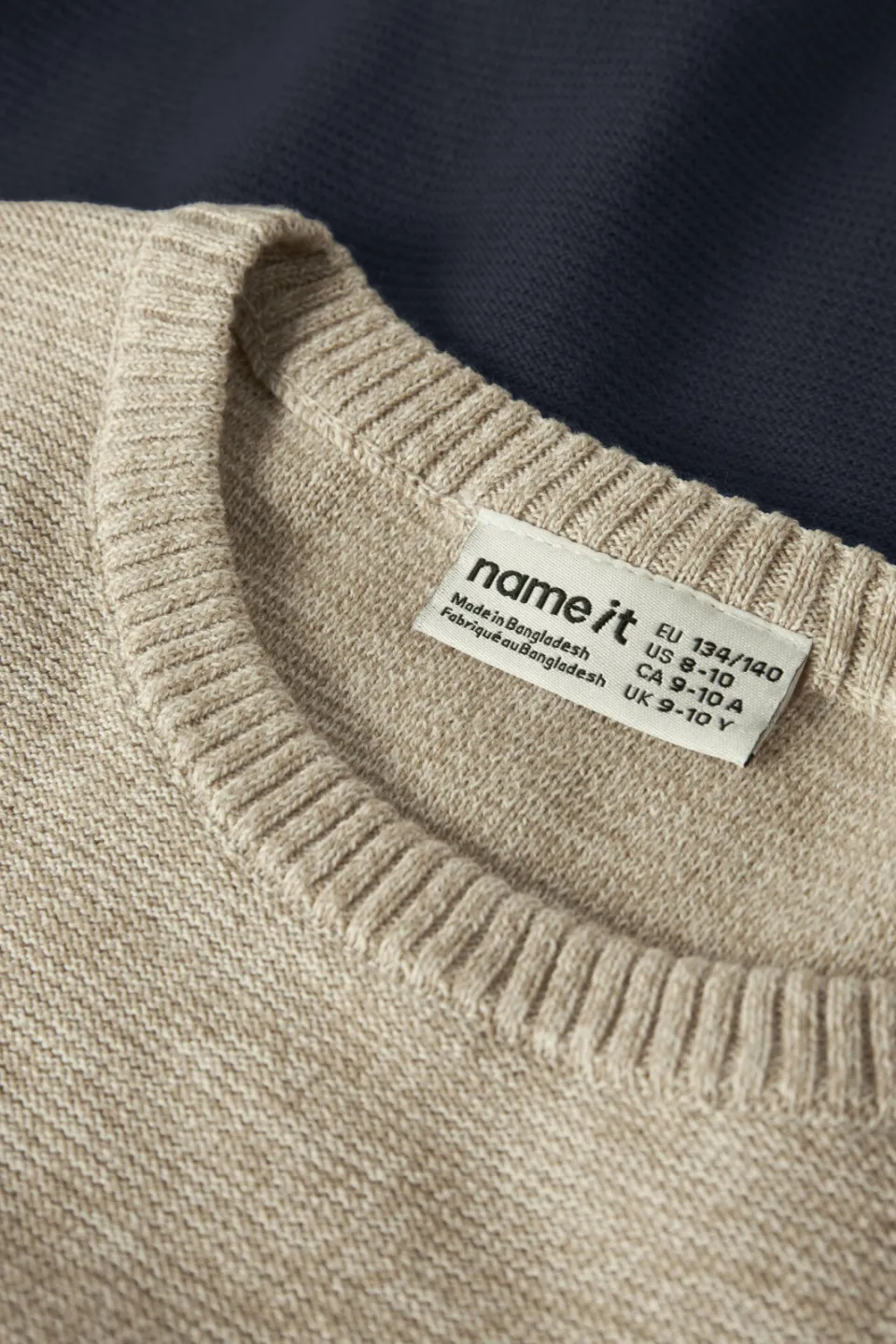 NAME IT KIDS katoenen rechtvallende gebreide gestreepte trui - beige, foto 6