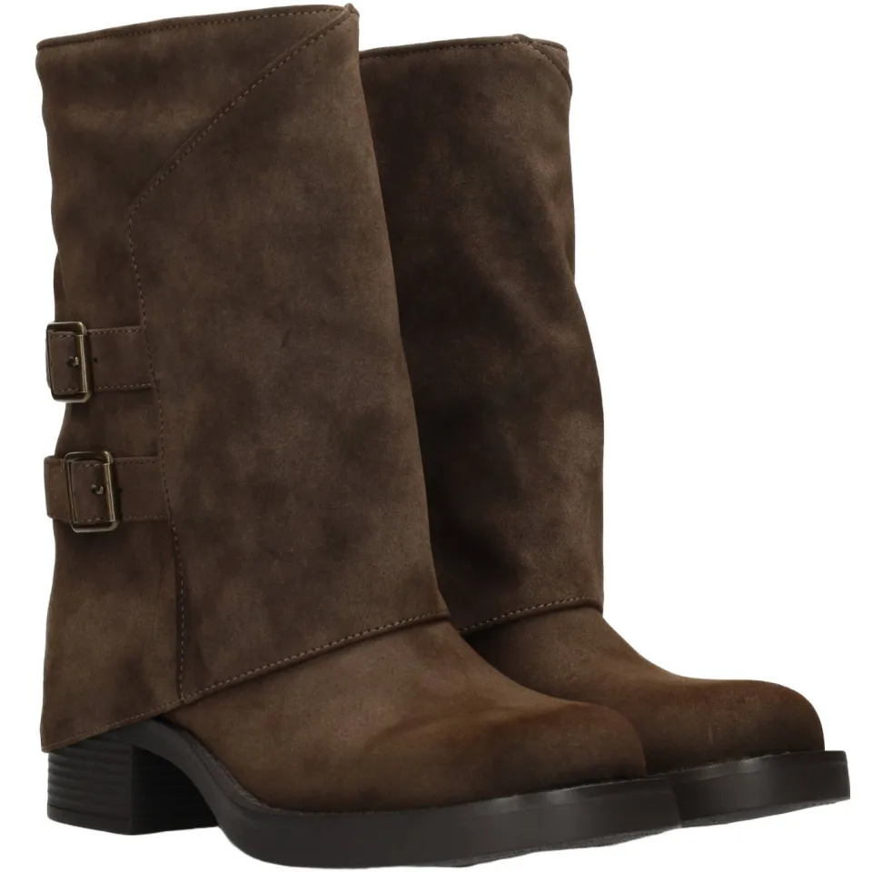 POSH by Poelman Shanti bikerboots met blokhak - donkerbruin, foto 3
