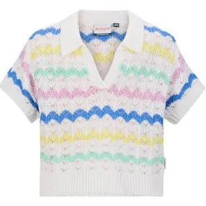Retour Jeans gebreide trui ajour wit Meisjes Acryl V-hals All over print Wit/multicolor