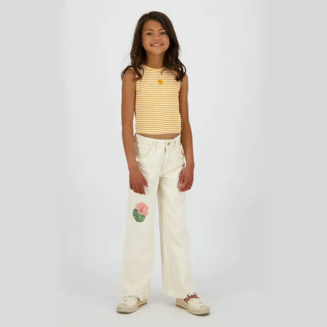 Vingino Cassie Special high waist wide leg jeans wit White denim