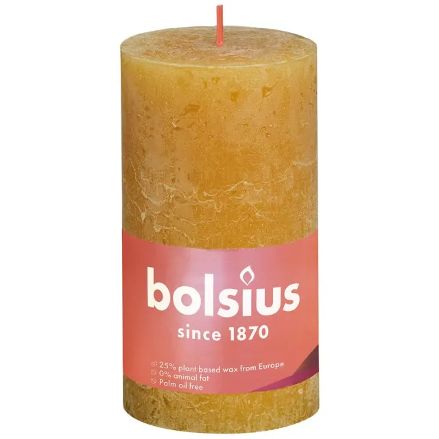 Bolsius rustiek stompkaars honeycomb yellow