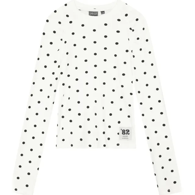 Indian Blue Jeans aansluitende longsleeve met stippen wit, foto 2