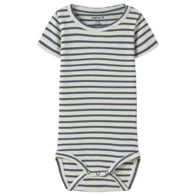 NAME IT BABY romper blauw Indigo blauw/wit