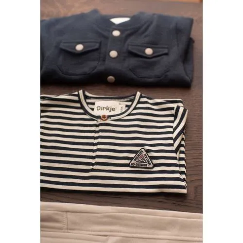 Dirkje rechtvallende gestreepte longsleeve donkerblauw/wit, foto 4