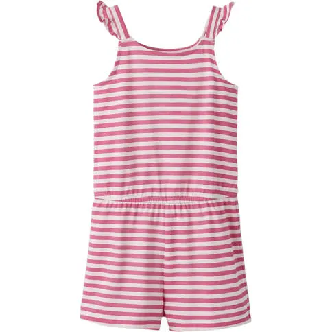 NAME IT KIDS gestreepte regular playsuit roze Meisjes Stretchkatoen Streep Roze/wit