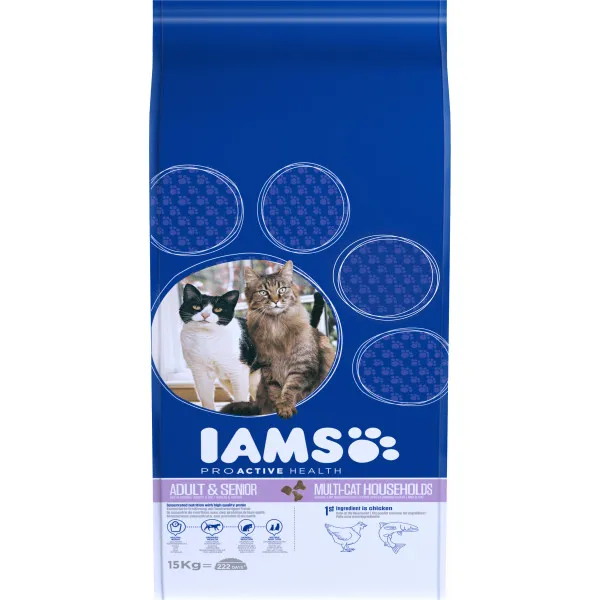 Iams Multi-Cat kip & zalm kattenvoer