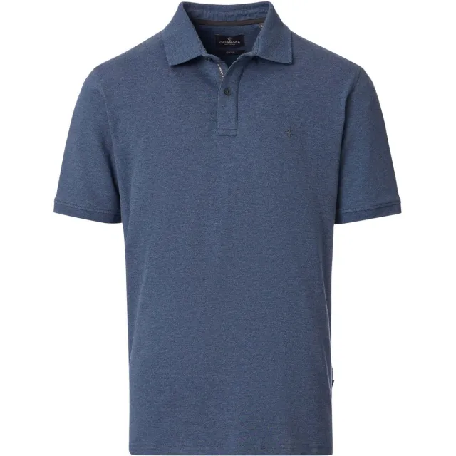 Casa Moda Polo Shirt Korte Mouw Casamoda Polo Stretch Melange Navy blauw