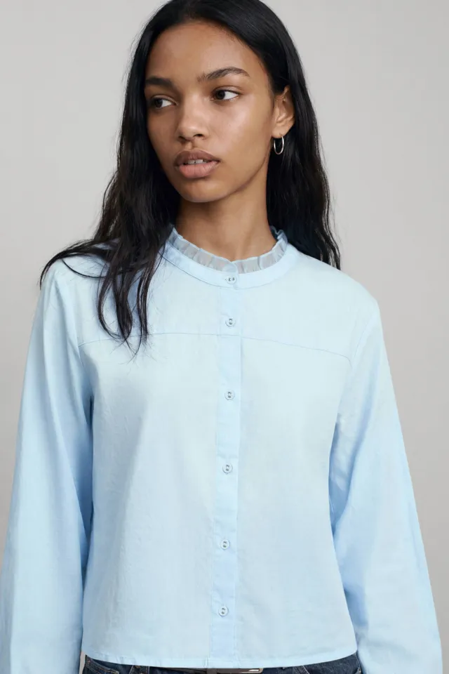 Mango Teen blouse met ruches lichtblauw, foto 3