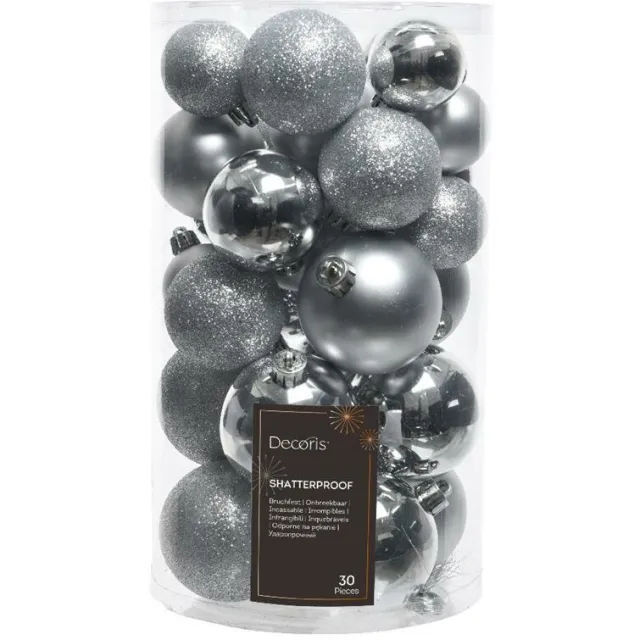 Kaemingk BV 30 onbreekbare kerstballen mixkoker zilver Zilverkleurig